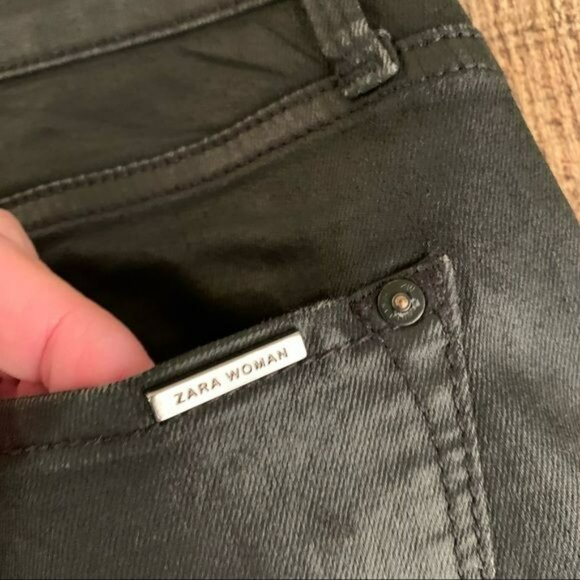 Zara womens size 2 faux leather black skinny jeans - Picture 9 of 10